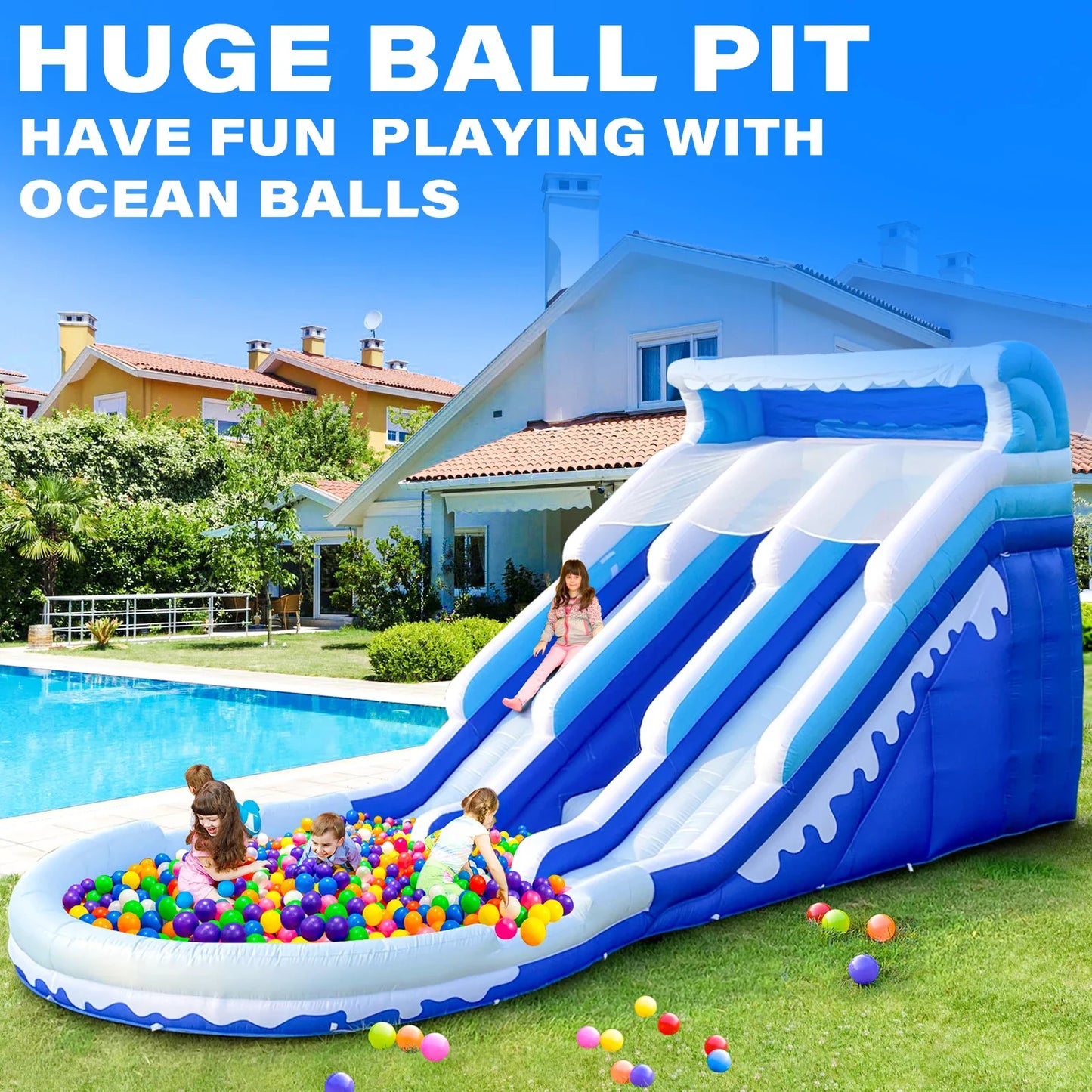 Water Slide for Adults Kids Double  Inflatable Adult Water Slides with Blower, Giant Blow Up Water Slide Backyard
