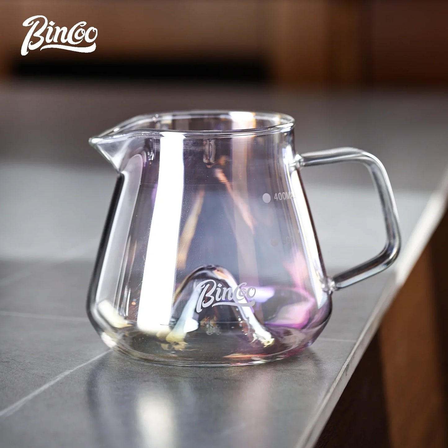 Bincoo 400ML Clear Glass Coffee Carafe Heat Resistant Visual Brewing Control Easy Sharing Pour over Coffee Maker