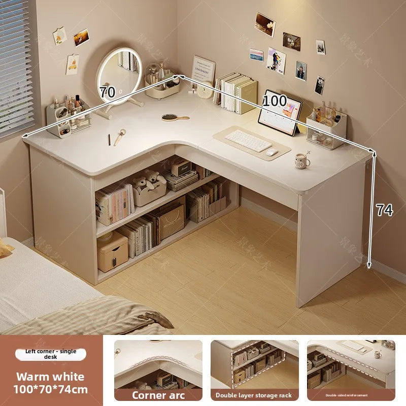 Computer desk Desktop Home bedroom Bookshelf Integrated student learning to write Corner Multifunctional office desk