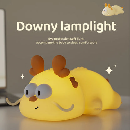 Dinosaur Night Light Chinese Dragon Night Lamp Cute Silicone Lamp Touch Timing Desktop Decorative Lamp Children's Birthday Gift