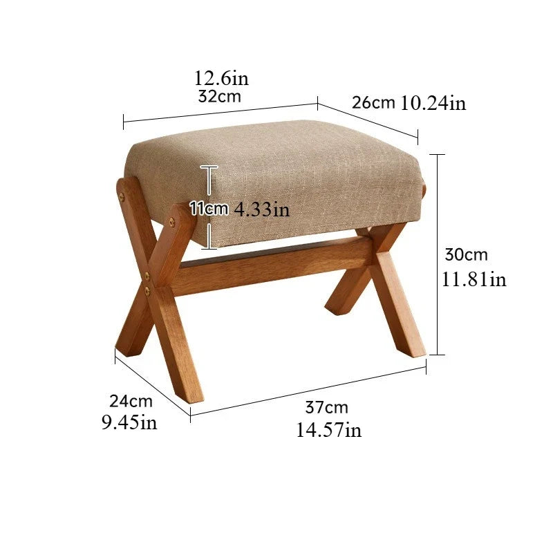 Solid Wood Footstool Soft Household Shoe Bench Doorway Stool Living Room Small Bench Sitting Stool for Bedside Dressing Room