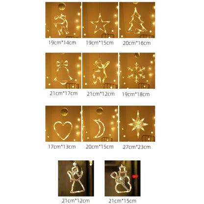 Christmas LED Snowflake Light Santa Hanging Sucker Lamp Window Ornaments Decoration for Home Xmas New Year Decor String Lights