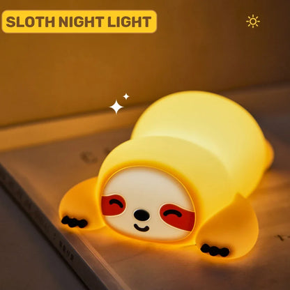 Silicone Soft Sloth Night Light USB Rechargeable Touch Control Dimmable Bedside Lamp for Nursery Kids Babies Gift Decor