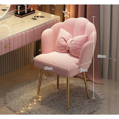Female makeup chair, simple dressing stool, luxurious backrest, petal chair, dormitory computer chair, free pillow giveaway