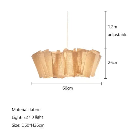 Wabi Sabi Pleated Pendant Light Nordic Linen Fabric Chandelier  For Living Room Study Clothes Shop Restaurant Decoration Light
