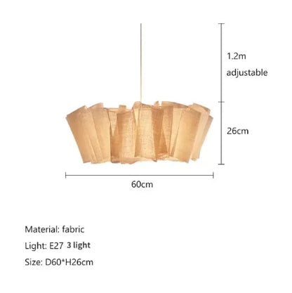 Wabi Sabi Pleated Pendant Light Nordic Linen Fabric Chandelier  For Living Room Study Clothes Shop Restaurant Decoration Light