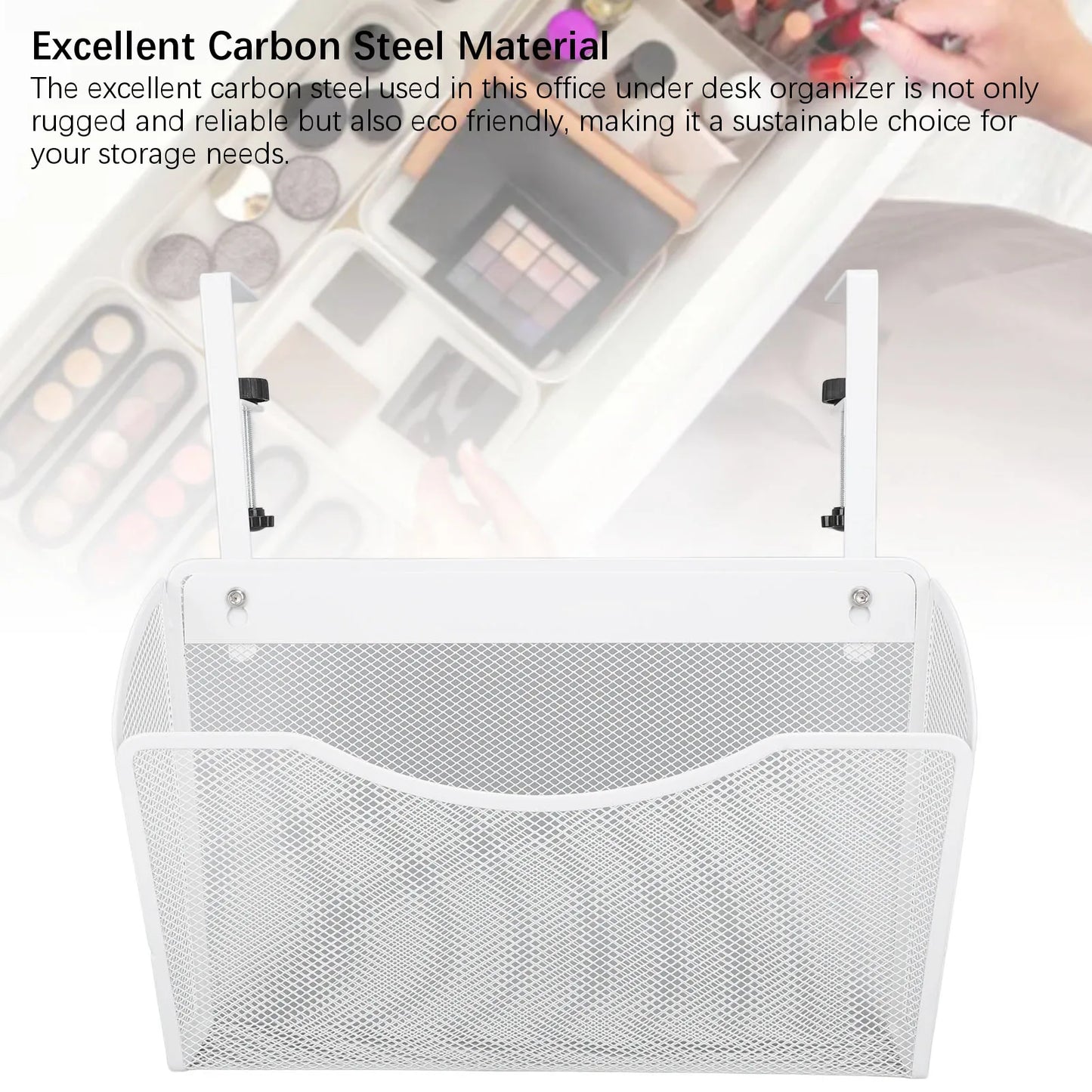 Desk Side Storage Organizer Hanging Desk Organizer Adjustable Carbon Steel and PP Desk Side Storage Organizer for Office