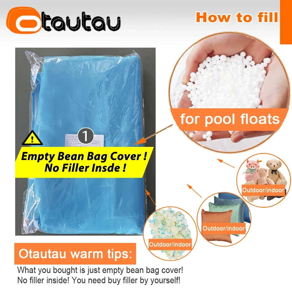 OTAUTAU Outdoor Bean Bag Pillowsac Cover Beach Swim Pool Floats Lounger Bed DD034【No Filler!Need To Buy Filler By Yourself !】