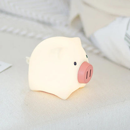 Cute Pig Night Light Pet Silicone Night Lamp Rechargeable Warm Lamp Timed Turn Off Room Decoration Children's Night Light Gift