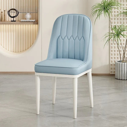 Modern Upholstered Padded Creamy Dining Chair Soft High Back Minimalist Kitchen Dining Cafe Hotel Stool Home House Furniture