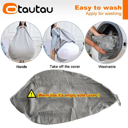 OTAUTAU Cotton Linen Bean Bag Cover without Filler Floor Corner Lazy Beanbag Chair Pouf Salon Ottoman Puff Lounger Sac DD002
