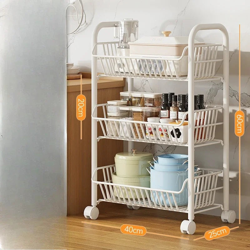 Slim Multi Tier Rolling Kitchen Trolley Organizer Cart Wheels Foldable Mobile Storage Rack Pantry Balcony Bedroom Living Room