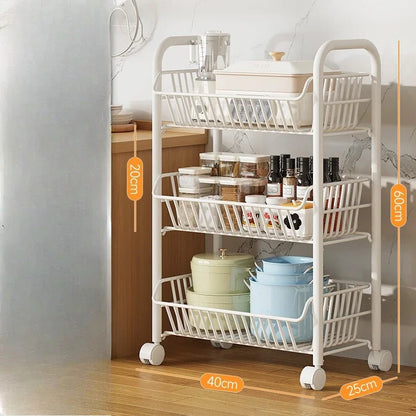 Slim Multi Tier Rolling Kitchen Trolley Organizer Cart Wheels Foldable Mobile Storage Rack Pantry Balcony Bedroom Living Room