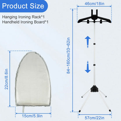 Steamer Stand with Hand-held Ironing Board 84-160cm Portable High Adjustable Handheld Garment Steamer Rack Foldable Home Hanger