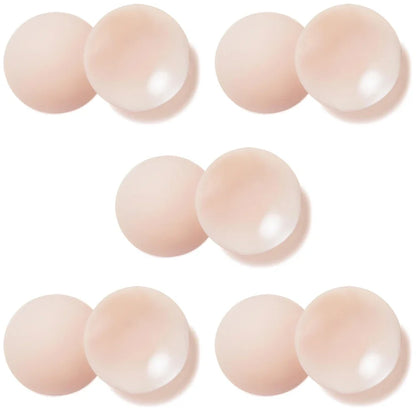 Nippies Nipple Cover - Sticky Adhesive Silicone Nipple Pasties - Reusable Pasty Nipple Covers for Women 5 Pairs Travel Set