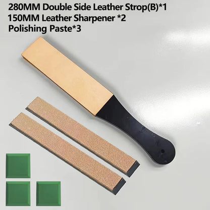 Double Side Leather Strop for Knife Sharpening Stropping Block Kit with Polishing Compound Knife Sharpening Double Side