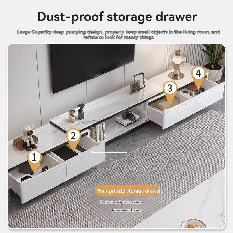 Modern minimalist living room household TV cabinet, floor standing retractable TV cabinet, coffee table, tea table combination