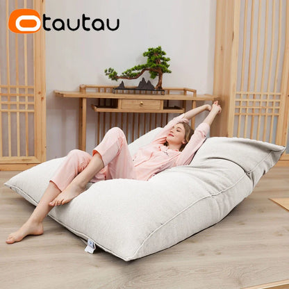 OTAUTAU Cotton Linen Pillow Sac Cover Double Sofa Bed Case Square Beanbag Chaise Lounge Recliner Floor Seat Couch DD008