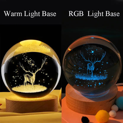 3D Crystal Ball Night Light Lamp Crystal Planet Laser Engraved Solar System Globe Astronomy Gift Birthday Glass Home Decoration