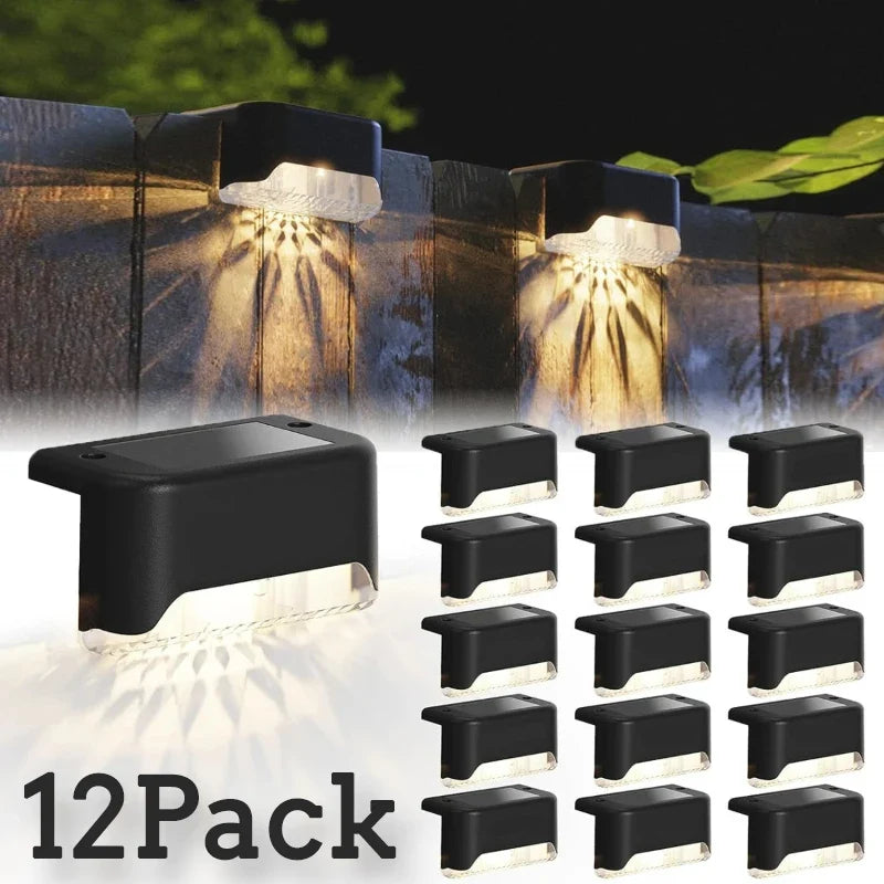 4/8/12Pack Solar Deck Lights, Auto On/Off Outdoor Waterproof Solar Step Wall Lights for Stairs Fence Yard Pathway Decoration
