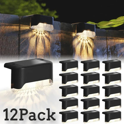 4/8/12Pack Solar Deck Lights, Auto On/Off Outdoor Waterproof Solar Step Wall Lights for Stairs Fence Yard Pathway Decoration