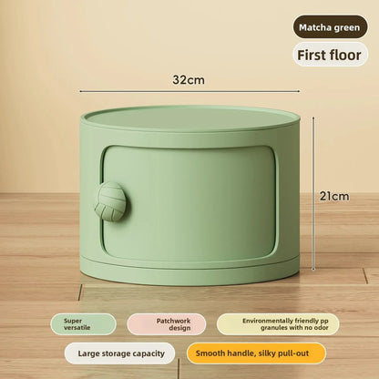Bedside table Cream wind multi-layer cylindrical bedroom locker Ornament storage cabinet