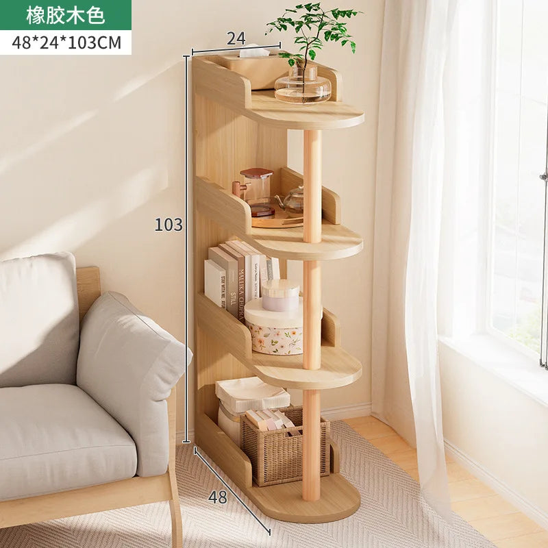 Wooden Corner Storage Bedside Table Simple Modern Multi-Layer Side Table Nightstand Cabinet Standing Bookcases Home Living Room