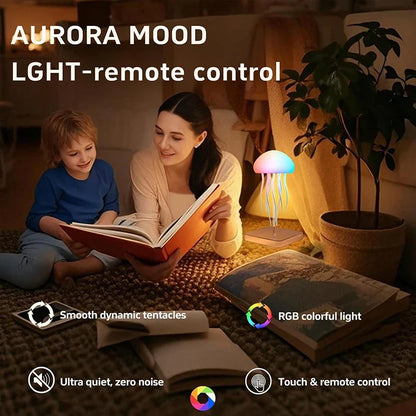LED Jellyfish Lamp with 9 Tentacles 2 Working Modes Ultra Long Battery Life Colour Gradient Light Effects with Remote Control