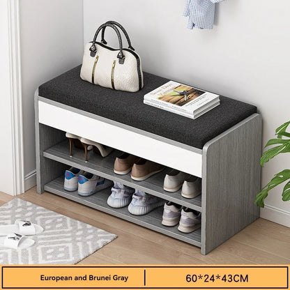 Entrance panel entrance, entrance hall, shoe wearing stool, entrance for sitting, long stool, shoe cabinet, shoe rack integrated