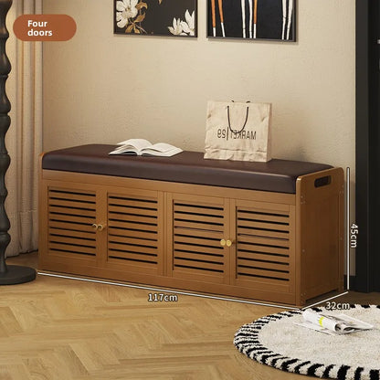 Shoe Cabinets Upholstered Soft Padded Shoe Bench Storage Seat Entryway Mudroom Ottoman Shoe Cabinet Dustproof Hidden Compartment