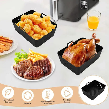 2Pcs/1Pcs Air Fryer Silicone Liners for Ninja SL400 SL401 Stack XL Basket Reusable AirFryer Baking Tray Airfryer Accessories