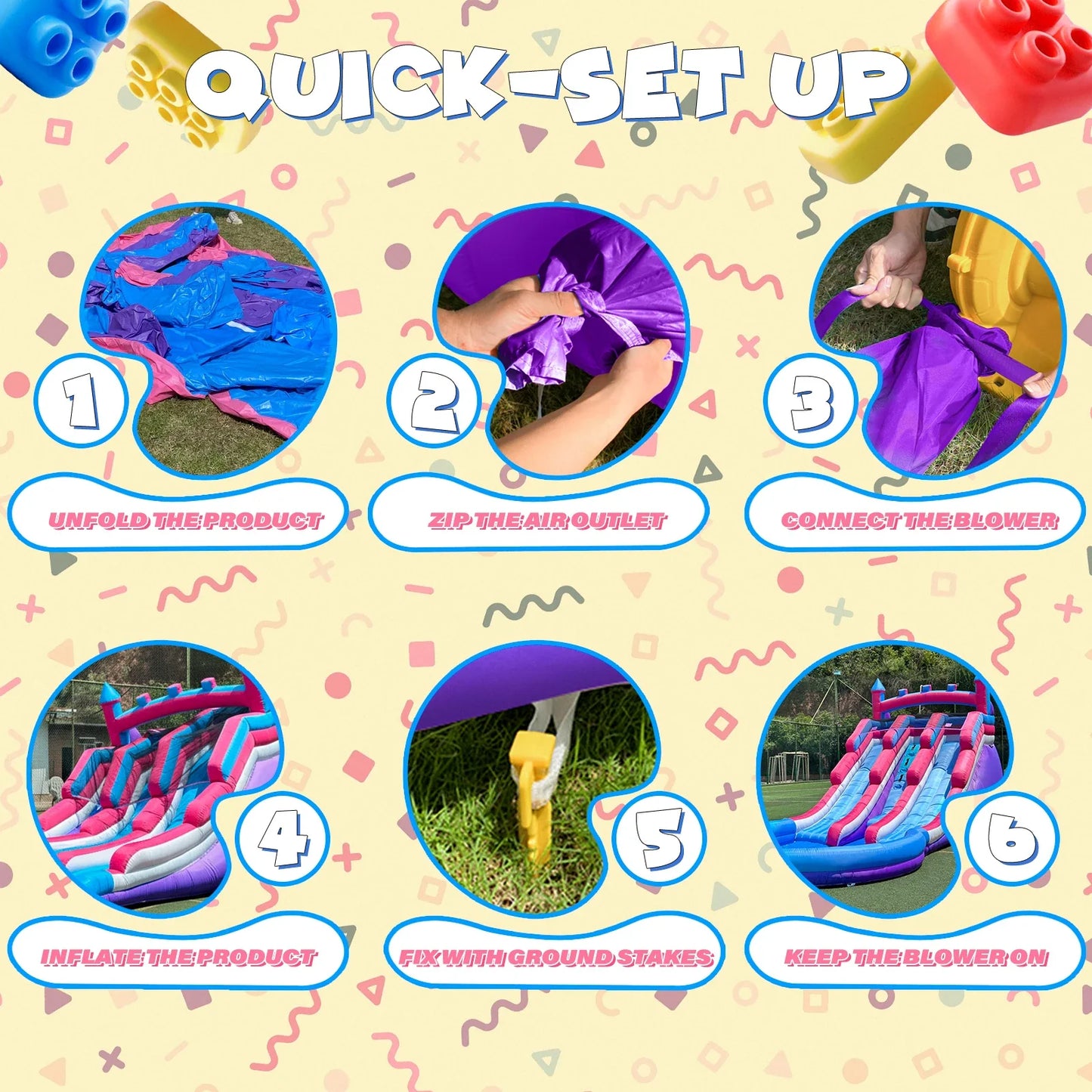 Pink-Purple Dual-Slide Inflatable Water Slide, Large Inflatable Pool , Water Slide Grade Inflatable Water Slide Outdoor Indoor