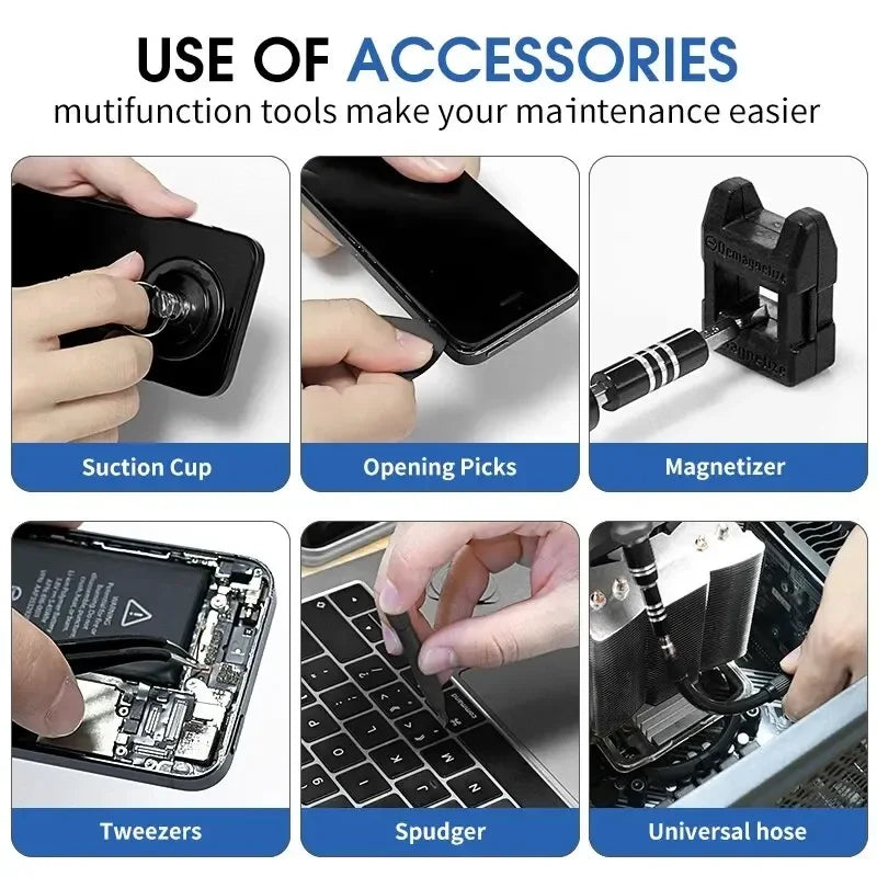 115 in 1 Professional Precision Screwdriver Set Magnetic Torx Hex Bits Repair Tool Kit for iPhone Xiaomi Mac PC Eyeglasses Watch