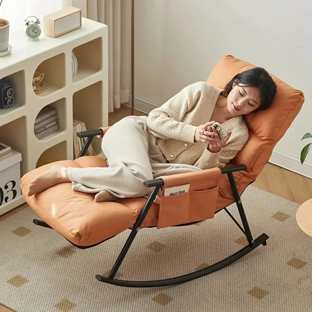 Rocking Chair Lazy Sofa Chairs Technology Cloth Lounge Chairs Adjustable Backrest Washable Relaxation and Comfort Recliner Chair