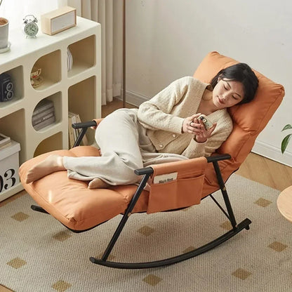 Rocking Chair Lazy Sofa Chairs Technology Cloth Lounge Chairs Adjustable Backrest Washable Relaxation and Comfort Recliner Chair
