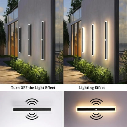 110- 240V IP65 Waterproof Porch Lamp LED Long Garden Lamp for Villa Garage Lighting FixtureOutdoor Wall Light With Motion Sensor