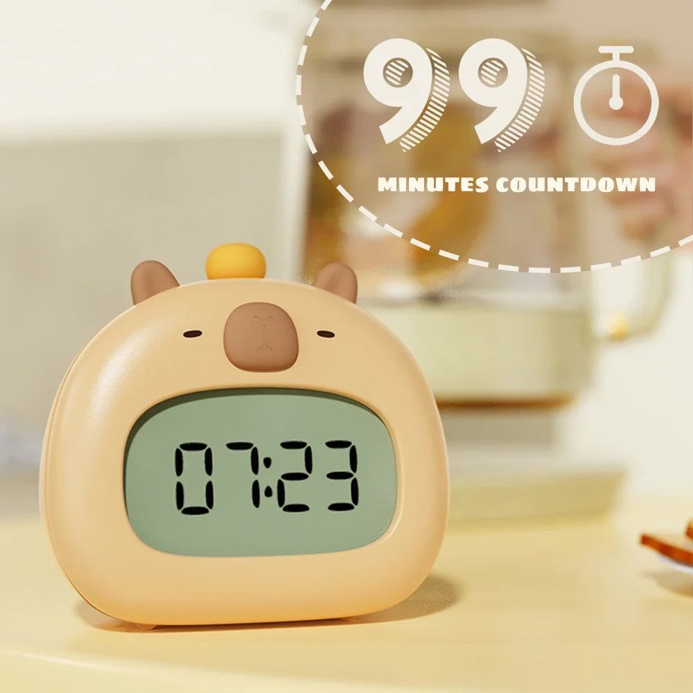 LED Capybara Night Light Cute Capybara Alarm Clock USB Rechargeable Timer Desktop Decoration Alarm Clock Ornaments Children Gift