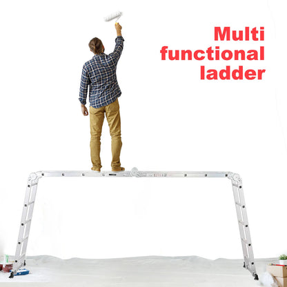 Multi-Position Aluminum Folding Ladder, 18.5 inch, Adjustable Height, Heavy Duty