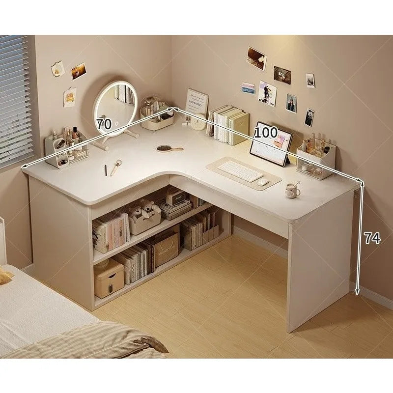 Computer desk Desktop Home bedroom Bookshelf Integrated student learning to write Corner Multifunctional office desk