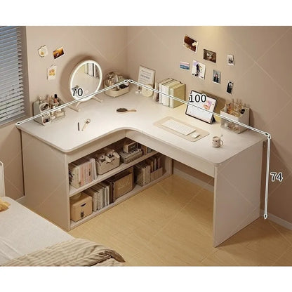 Computer desk Desktop Home bedroom Bookshelf Integrated student learning to write Corner Multifunctional office desk
