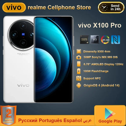 New Original VIVO X100 Pro 5G 6.78 Inches LTPO AMOLED Screen Dimensity 9300 Android 14 Camera 50MP 100W SuperCharge Smartphone