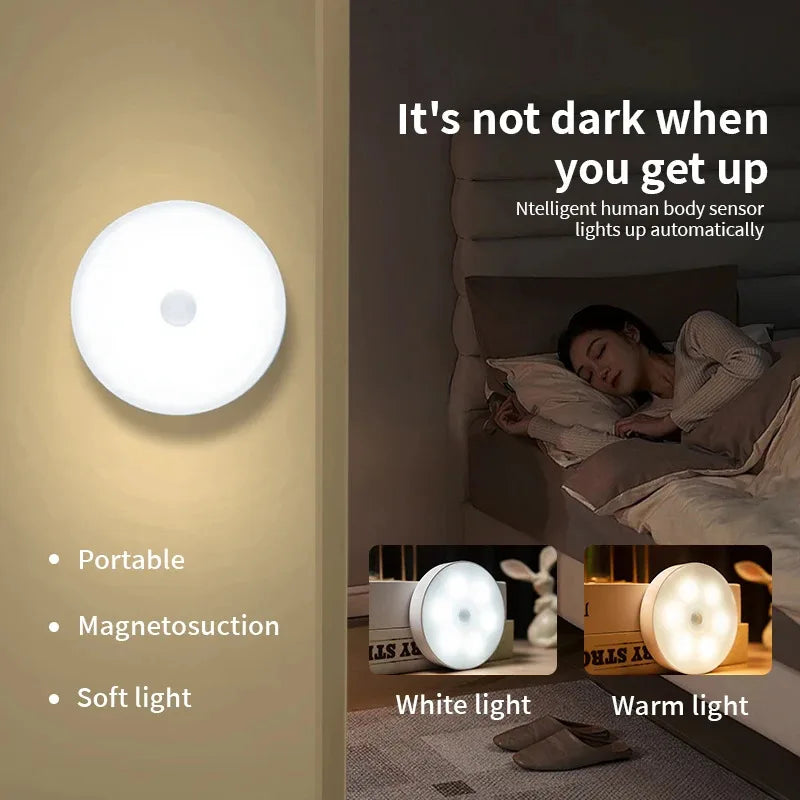 4pcs Motion Sensor LED Night Light USB Rechargeable Night Lamp For Kitchen Cabinet Wardrobe Lamp Staircase Wireless Closet Light