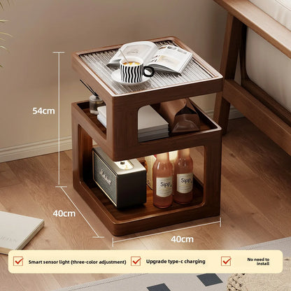 Solid wood bedside table, bedroom bedside storage, household sofa edge