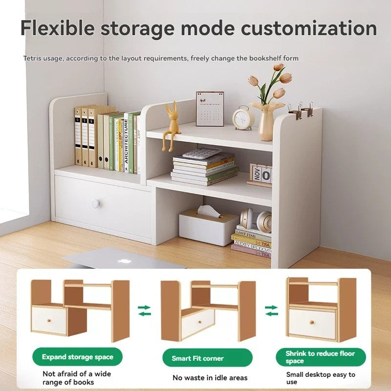 Bookshelf Office Desktop Storage Shelves Multi layer Scalable Shelves Student Desk Storage Boxes Small Bookcases
