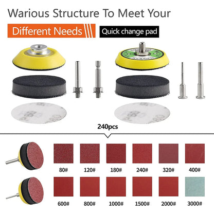 2 Inch Sanding Disc 80-3000 Grit Alumina Sanding Pad Drill Grinder Rotary Tools Accessories Quick Change Sanding Sheet for Metal