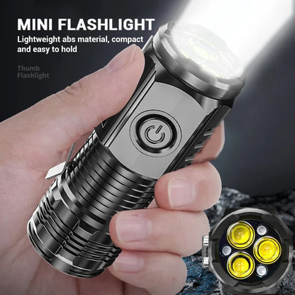 Super Bright Mini 3LED Flashlights With Pen Clip Built in Battery USB Charge Flashlight Outdoor Portable Torch Emergency Lamp