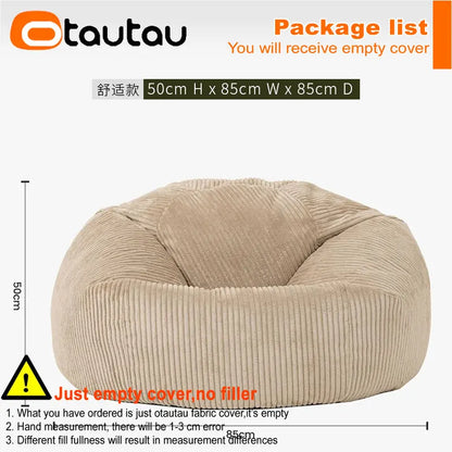 OTAUTAU Flannel/Velvet Bean Bag Chair Cover No Filler Floor Beanbag Sac Pouf Ottoman Single Sofa Frameless Furniture DD025