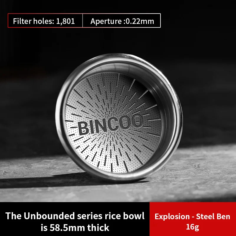 BINCOO High Precision Filter Basket 51/58.5mm, Portafilter Basket 16/18/20g Espresso Machine Extraction Powder Bowl CoffeeHandle