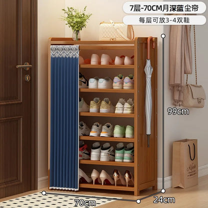 Bamboo shoe cabinet entrance door household large capacity dustproof multi-layer shoe rack rental room shoe storage rack