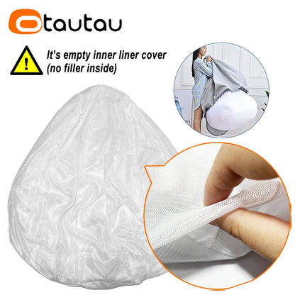 OTAUTAU 5ft Giant Fluffy Faux Bunny Fur Bean Bag Cover Winter Christmas Pouf Cover DD003【No Filler!Need uy Filler By Yourself!】